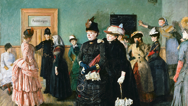 Chtistian Krohg Prostitutka Albertine u policejního lékaře, 1885/7. Zdroj Wikimedia Commons.