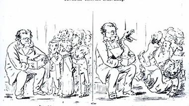  Ibsenova hra Přízraky publikovaná v roce 1881 vzbudila bouři zděšení a odmítání. Karikatura pochází z časopisu Vikingen a nese název Ibsenův vánoční dárek. Zdroj: Ibsen.net/NB